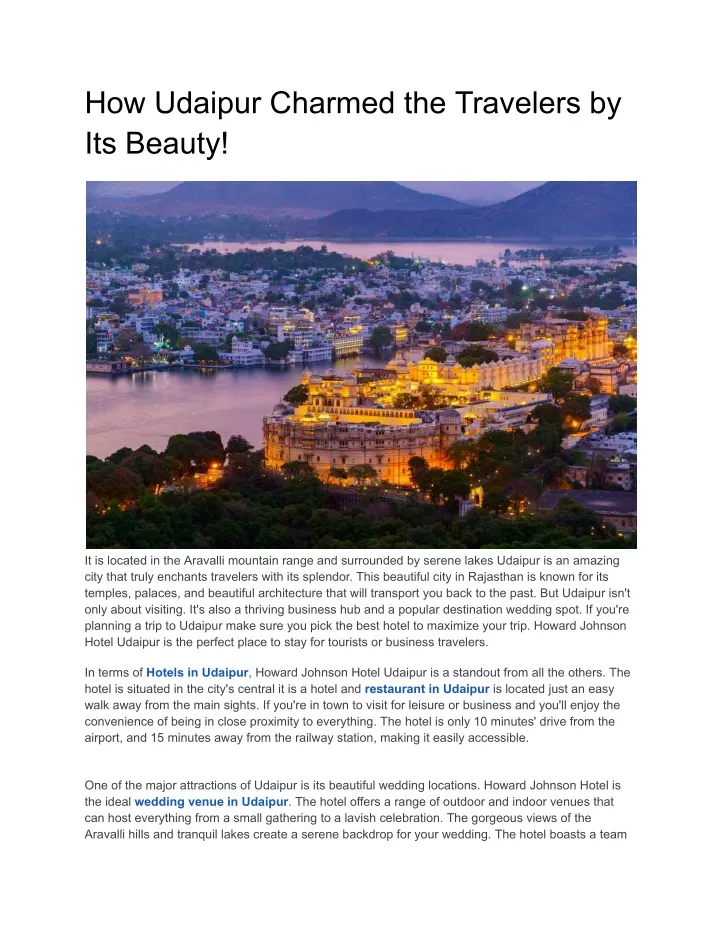 how udaipur charmed the travelers by its beauty