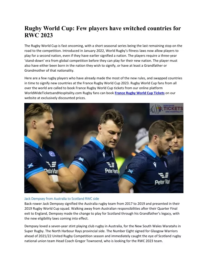 PPT - Rugby World Cup: Few players have switched countries for RWC 2023 ...