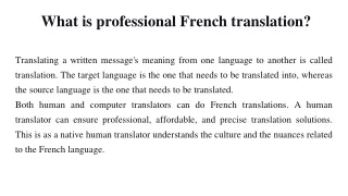 what is professional french translation
