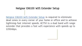 Netgear EX6100 Wifi Extender Setup