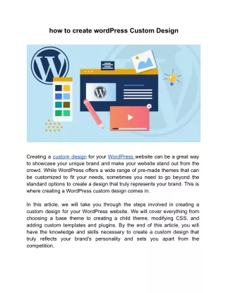 how to create wordpress custom design