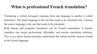 what is professional french translation