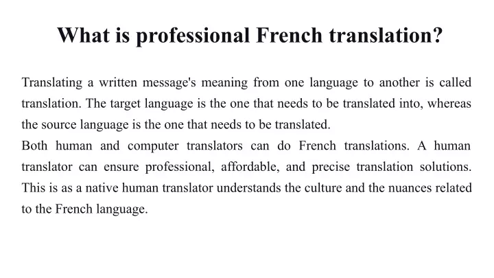 what is professional french translation