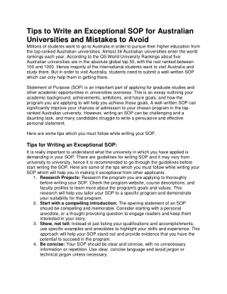 SOP writers in India can offer valuable tips to students
