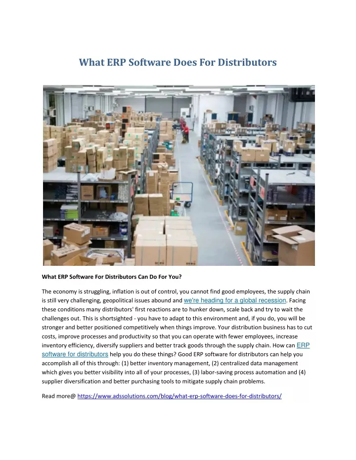 what erp software does for distributors