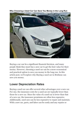 Why Choosing a Used Car Can Save You Money in the Long Run