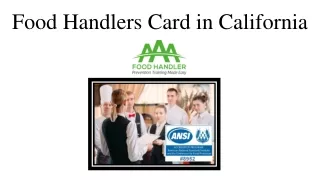 Food Handlers Card in California