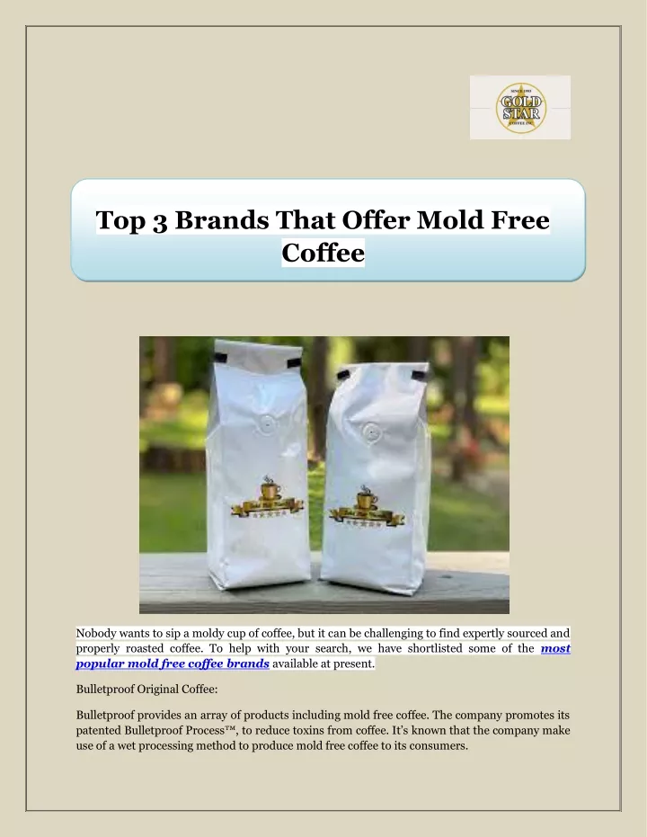 top 3 brands that offer mold free coffee