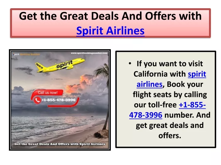 get the great deals and offers with spirit airlines