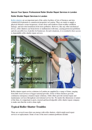 Roller shutter repair services in London