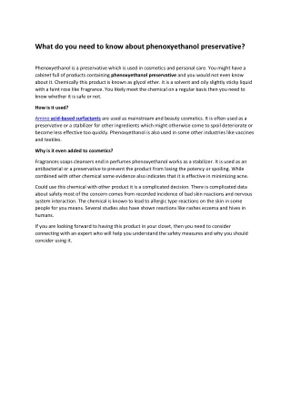 what do you need to know about phenoxyethanol