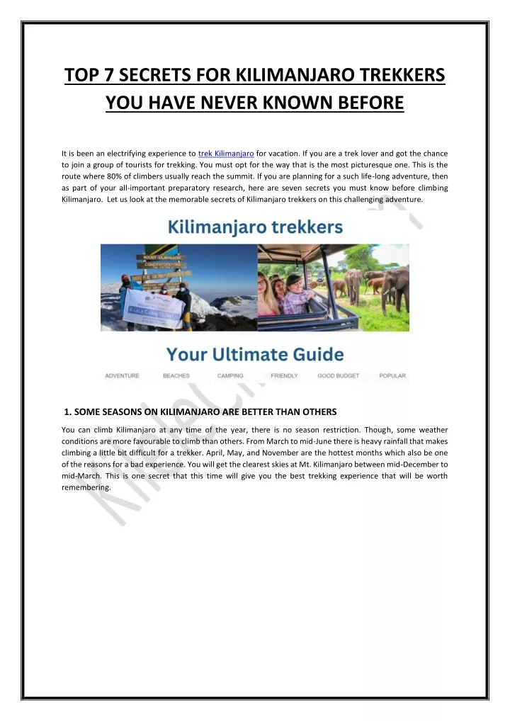 top 7 secrets for kilimanjaro trekkers you have