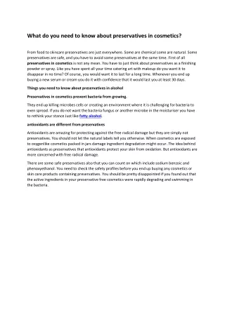 what do you need to know about preservatives