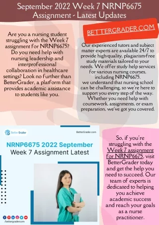 September 2022 Week 7 NRNP6675 Assignment - Latest Updates