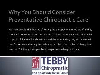 Why You Should Consider Preventative Chiropractic Care