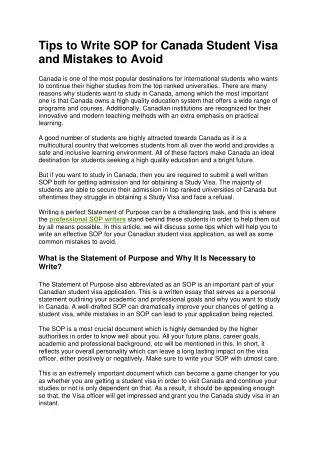 Professional SOP Writers Tips for Canada Student Visa and Mistakes to Avoid