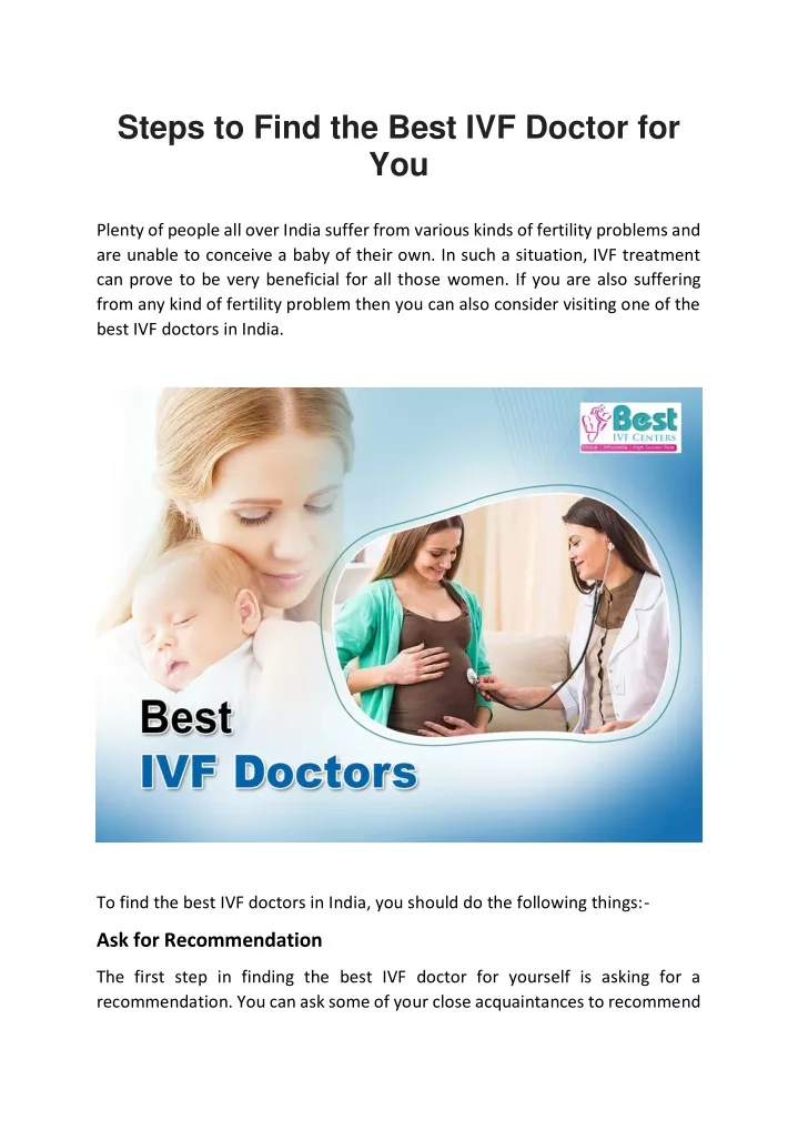 steps to find the best ivf doctor for you