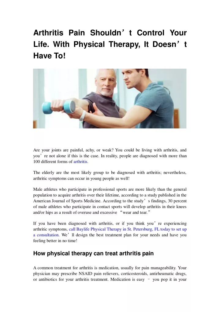 arthritis pain shouldn life with physical therapy