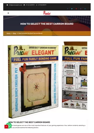 How to Select the Best Carrom Board _ Precisesports Blog