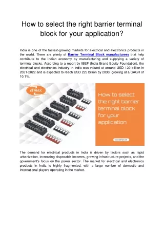 How to select the right barrier terminal block for your application?