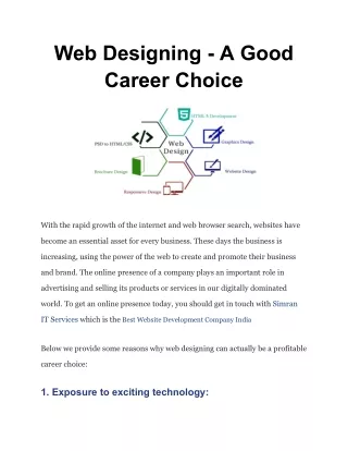 web designing a good career choice