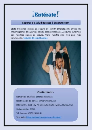 seguros de salud baratos enterate com