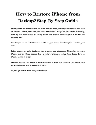 How to Restore iPhone from Backup Step-By-Step Guide