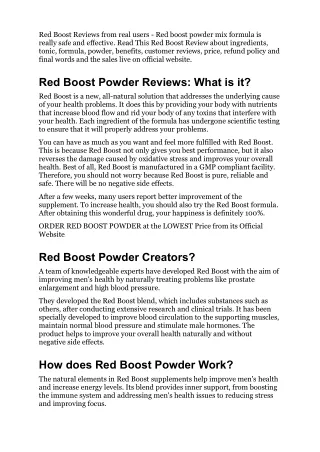Red Boost powder Reviews 2023 (Official Website) Investigating The Real Customer Blood Flow Support Formula Experience &