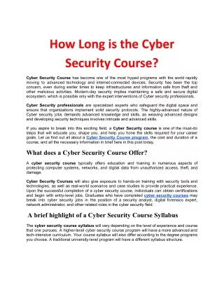 How long is the cyber security course