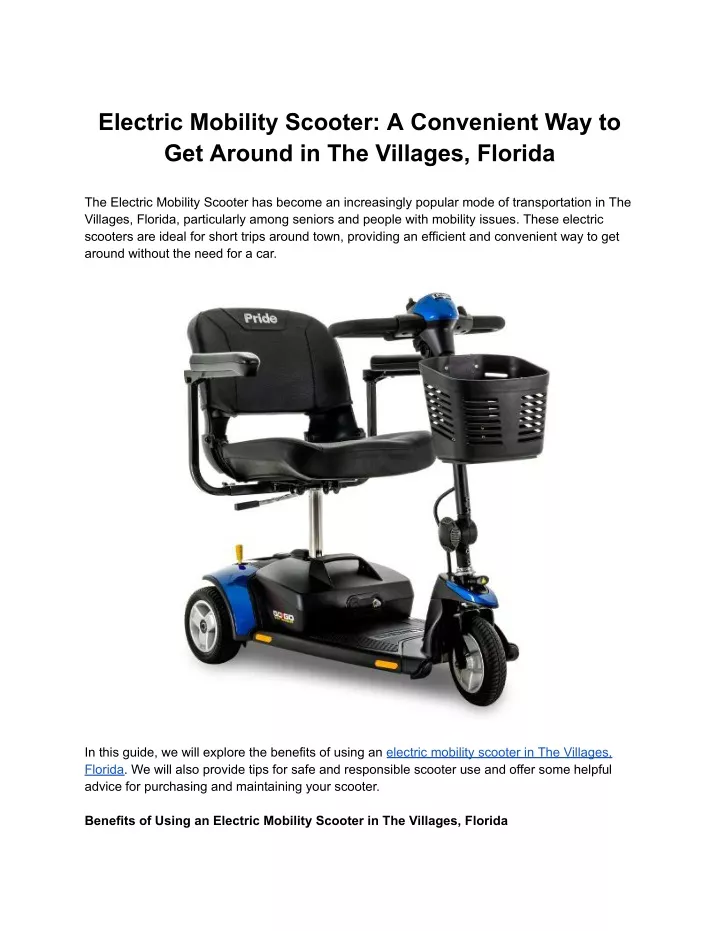 electric mobility scooter a convenient