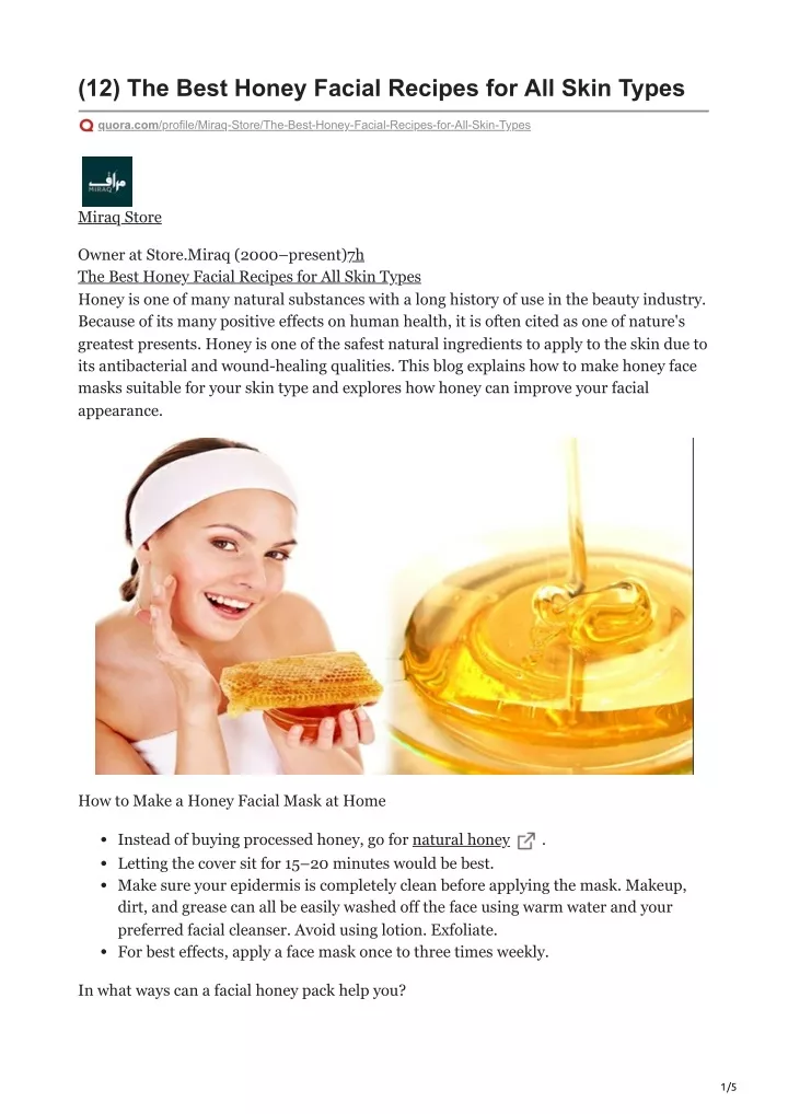 12 the best honey facial recipes for all skin