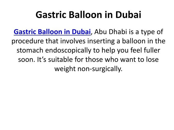 gastric balloon in dubai