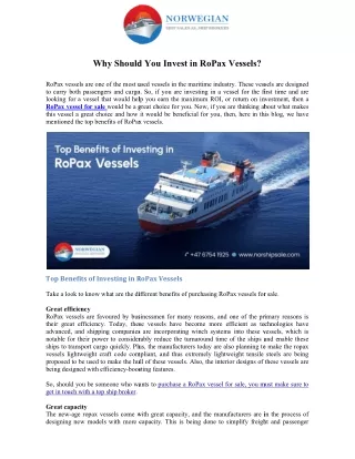 Why Should You Invest in RoPax Vessels