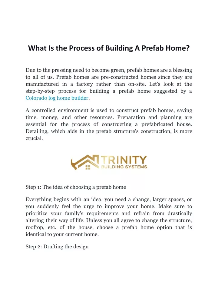 what is the process of building a prefab home