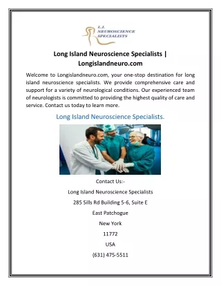Long Island Neuroscience Specialists Longislandneuro.com
