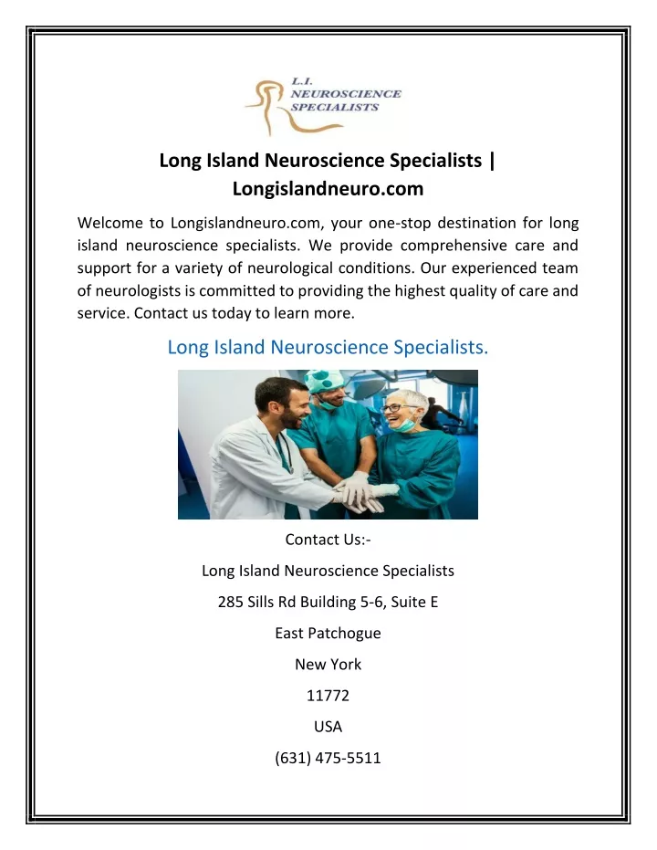 long island neuroscience specialists