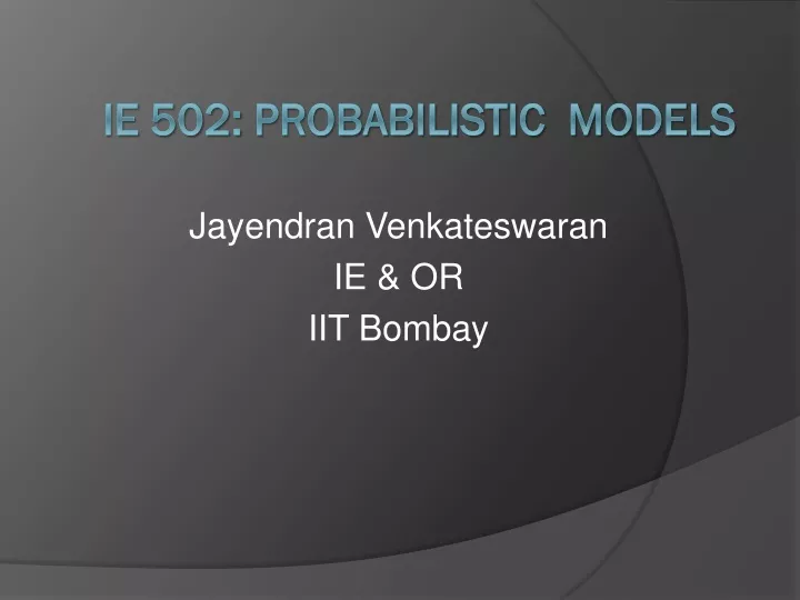 jayendran venkateswaran ie or iit bombay