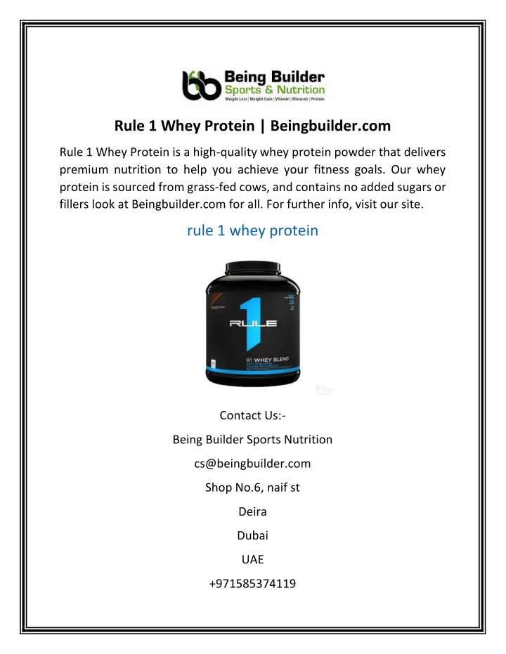 rule 1 whey protein beingbuilder com