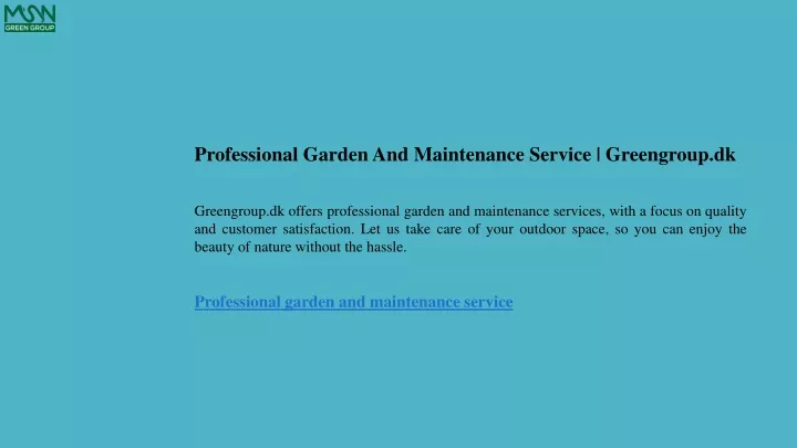 professional garden and maintenance service