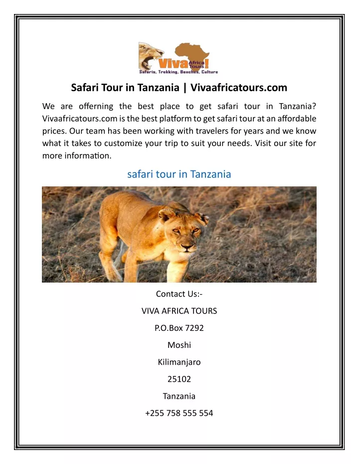 safari tour in tanzania vivaafricatours com