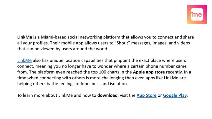 linkme is a miami based social networking