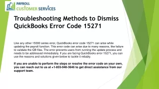 Troubleshooting Methods to Dismiss QuickBooks Error Code 15271