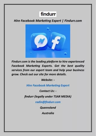 Hire Facebook Marketing Expert  Findurr