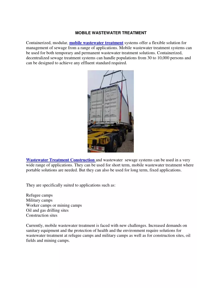 mobile wastewater treatment