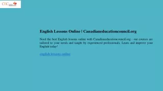 English Lessons Online  Canadianeducationcouncil.org