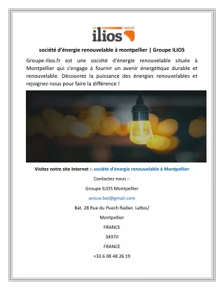 société d'énergie renouvelable à montpellier  Groupe ILIOS