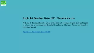 Apply Job Openings Qatar 2023  Theurdutube.com
