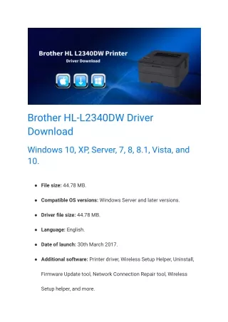 Brother HL-L2340DW Driver Download