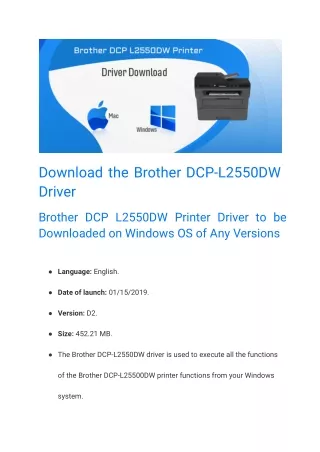 Download the Brother DCP-L2550DW Driver