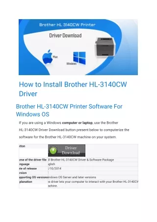 How to Install Brother HL-3140CW Driver
